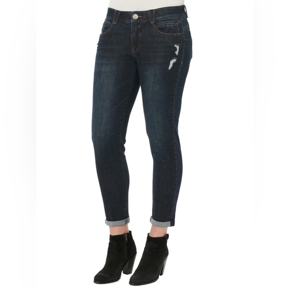 Democracy "Ab"solution Dark Indigo Vintage Denim Ankle Skimmer Jeans Size 12 - Picture 1 of 16